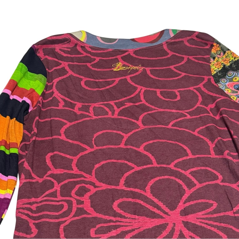 Colorful Desigual‎ long sleeve embroidered art to wear shirt sz S dopamine dress - Picture 9 of 9